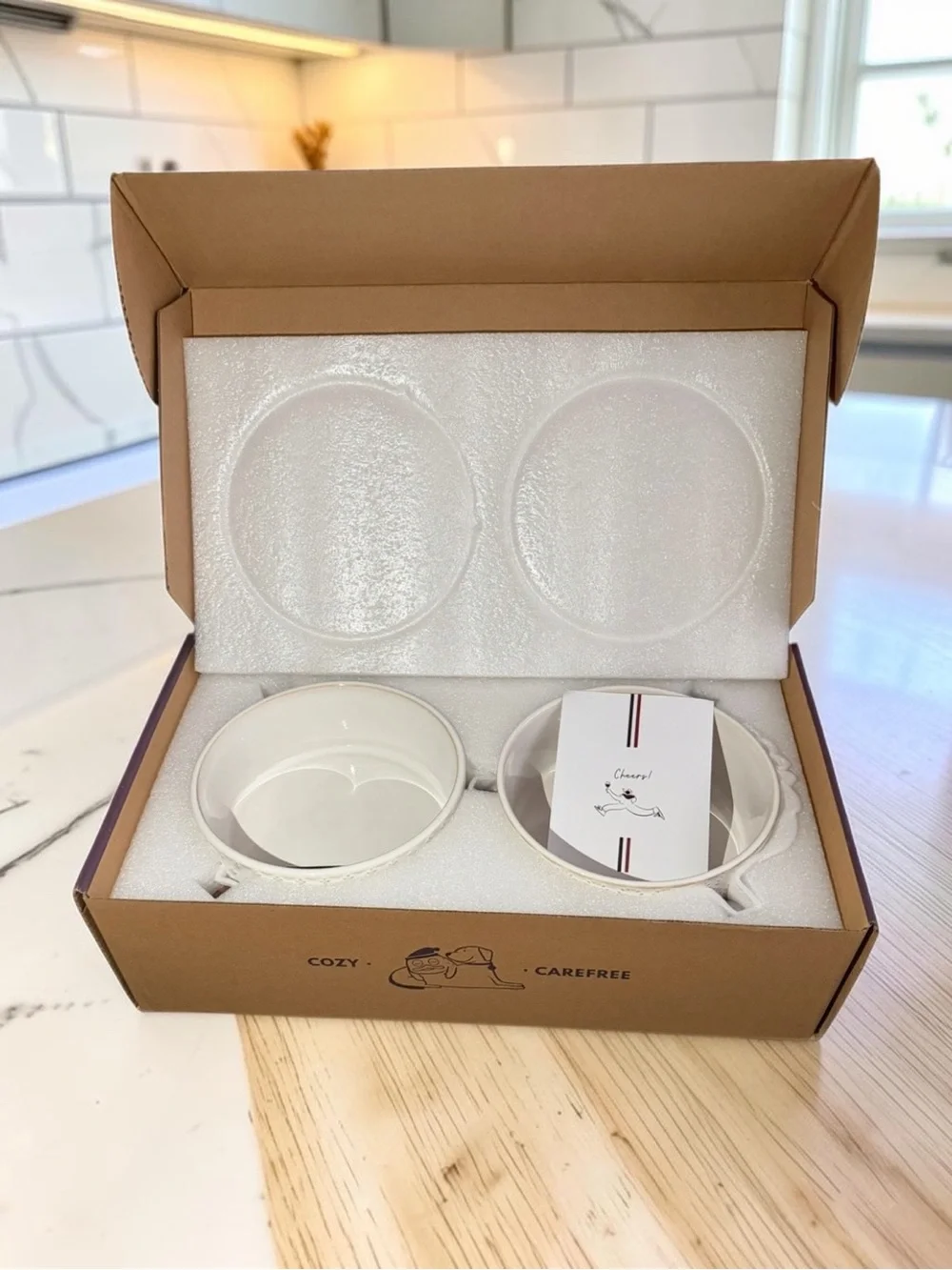 🐶🥣  LE TAUCI Ceramic Elevated Dog Bowl Set with Acacia Wood Stand
